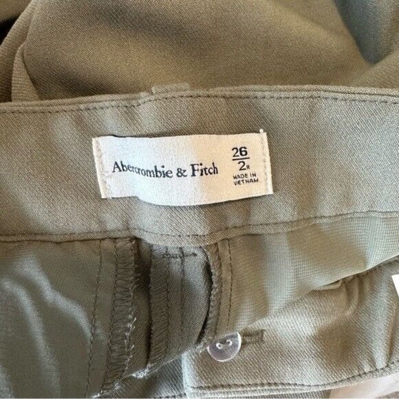 A&F Abercrombie & Fitch Sloane Tailored Pant Ultra High Wide Leg Olive Sz 26 - Picture 7 of 10